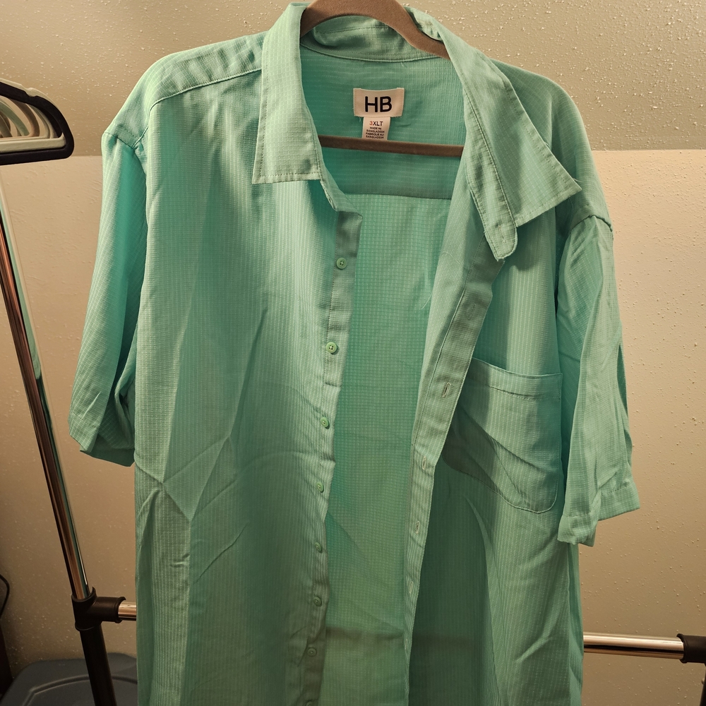 Harbor Bay Men's Casual Button Down Shirt - Light Teal